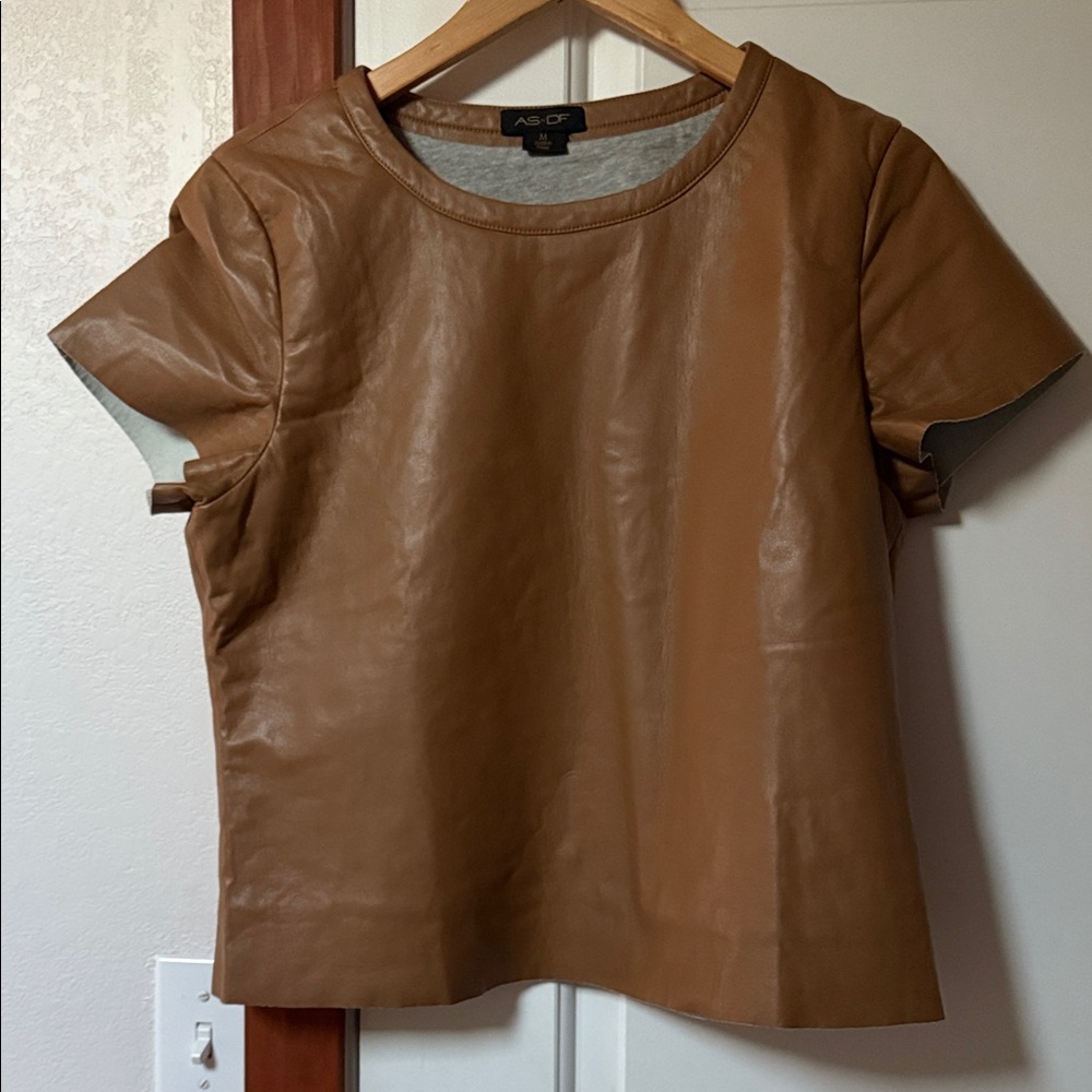 AS by DF Tan Leather Short Sleeve Top